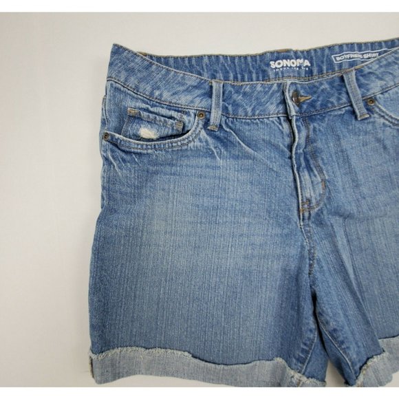 Sonoma Womens shorts sz10 Boyfriend Short light distressing mid rise cuffed hem - Picture 4 of 6